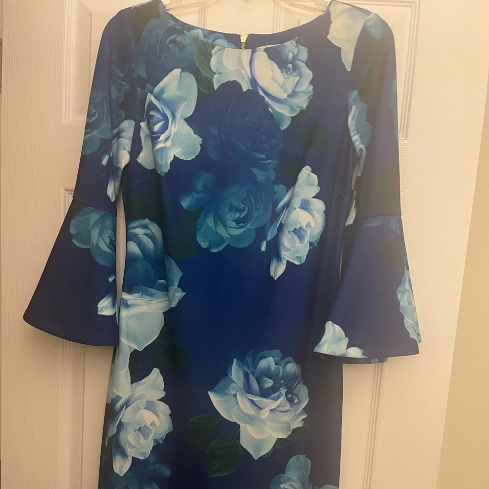 Blue Floral Print Calvin Klein Dress